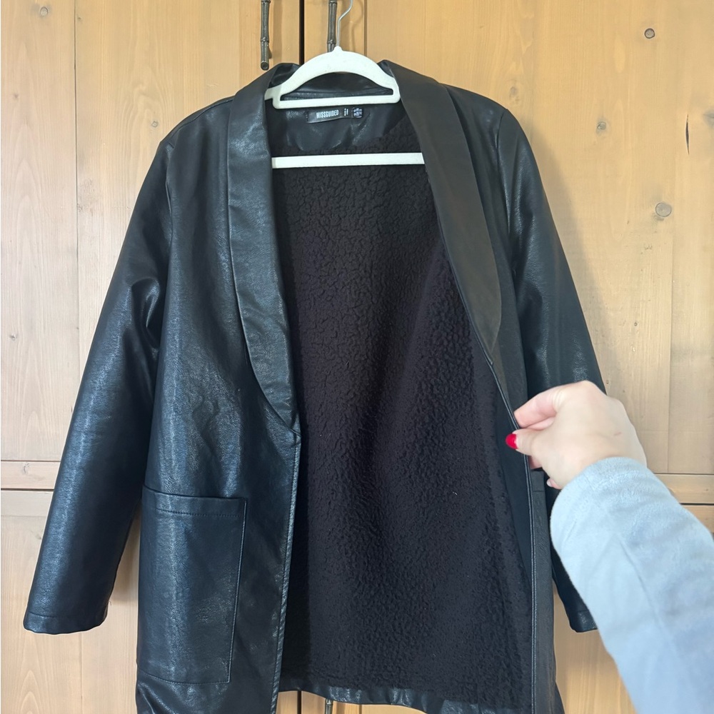 Black Faux Leather Women's Jacket